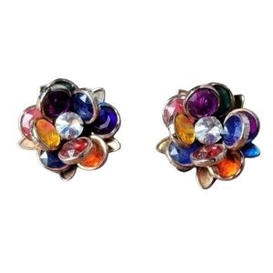 Vintage flower clip earring multicolor